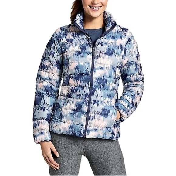 Eddie Bauer CirrusLite Down Jacket 650 Fill Full Zip Indigo Printed Size Large - Picture 1 of 13